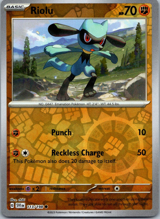 Riolu 113/198 Common Scarlet & Violet PKM NM AU Stock Tracked