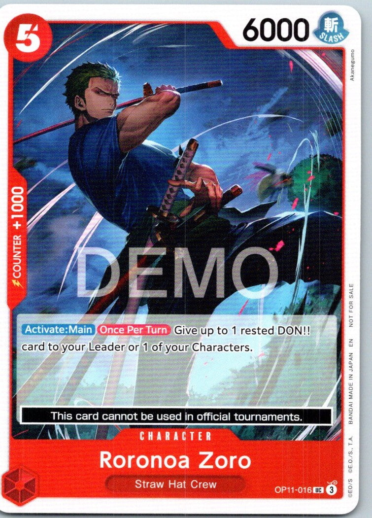 Roronoa Zoro OP11-016 Uncommon A Fist of Divine Speed One Piece Near Mint