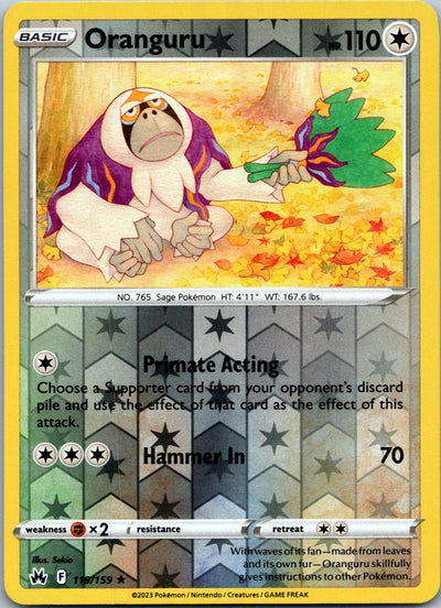 Oranguru 119/159 Rare Crown Zenith Pokemon Reverse Holo Near Mint