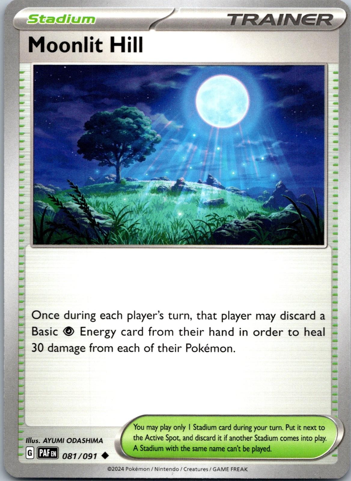 Moonlit Hill 081/091 Uncommon Paldean Fates Pokemon Near Mint