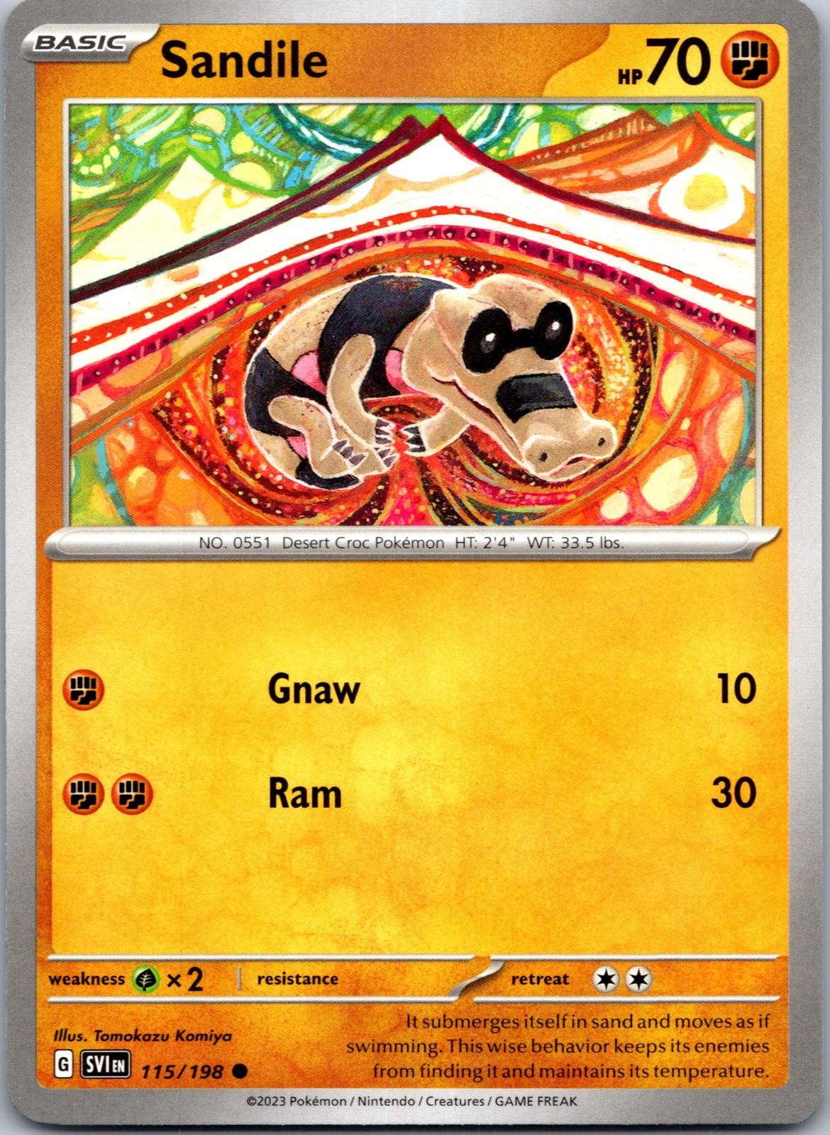 Sandile 115/198 Common Scarlet & Violet Pokemon Near Mint