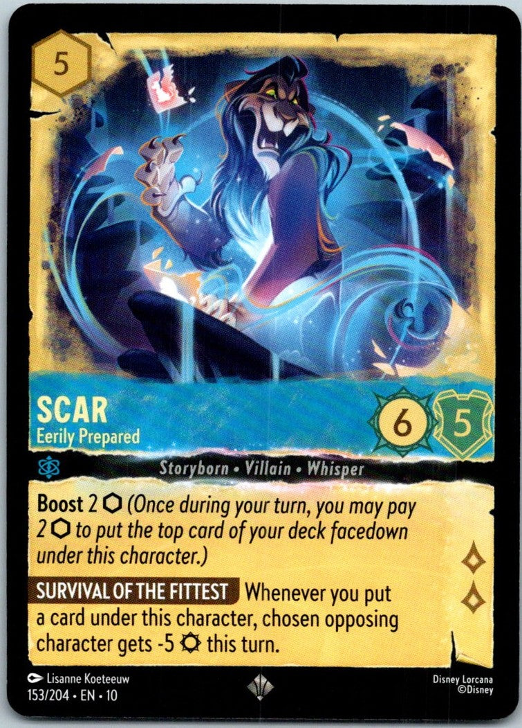 Scar - Eerily Prepared 153/204 Super Rare Whispers in the Well Lorcana Near Mint